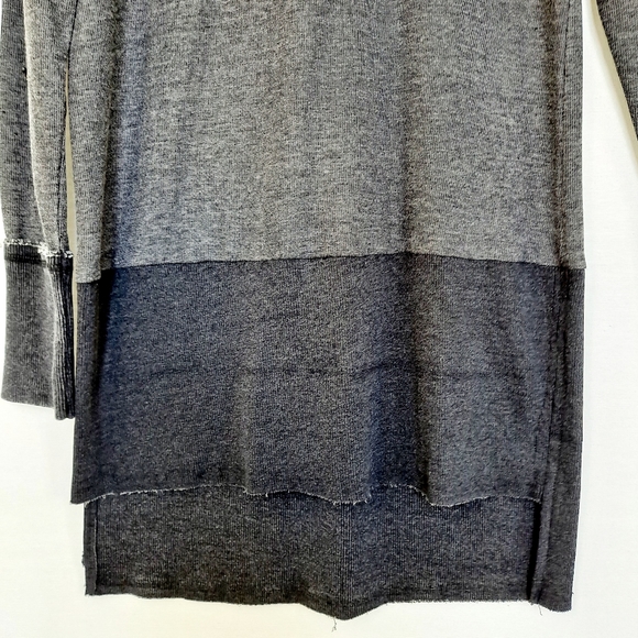 Lucky Brand Charcoal Gray Raw Rolled Edge Cowl Neck Tunic Sweatshirt szM - Picture 2 of 8